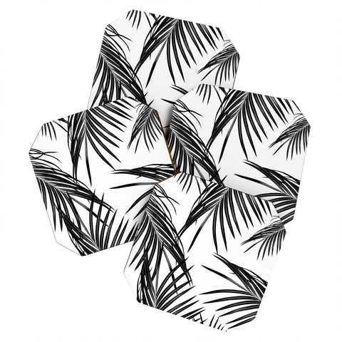 Anita's & Bella's Artwork Black Palm Leaves Dream 1 Coaster Set