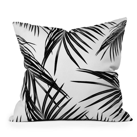 Anita's & Bella's Artwork Black Palm Leaves Dream 1 Outdoor Throw Pillow