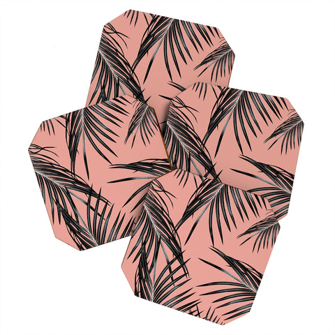 Anita's & Bella's Artwork Black Palm Leaves Dream 5 Coaster Set