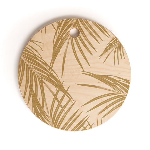 Anita's & Bella's Artwork Gold Palm Leaves Dream 1 Cutting Board Round