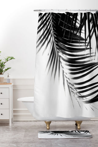Anita's & Bella's Artwork Palm Leaves BW Vibes 1 Shower Curtain And Mat