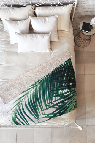 Anita's & Bella's Artwork Palm Leaves Green Vibes 4 Fleece Throw Blanket