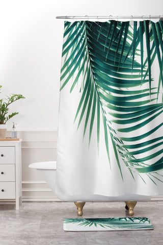 Anita's & Bella's Artwork Palm Leaves Green Vibes 4 Shower Curtain And Mat