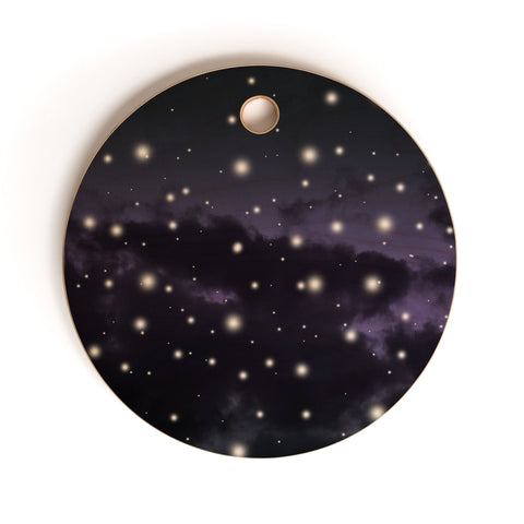 Anita's & Bella's Artwork Purple Midnight Blue Cosmos 1 Cutting Board Round