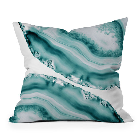 Anita's & Bella's Artwork Soft Turquoise Agate 1 Outdoor Throw Pillow