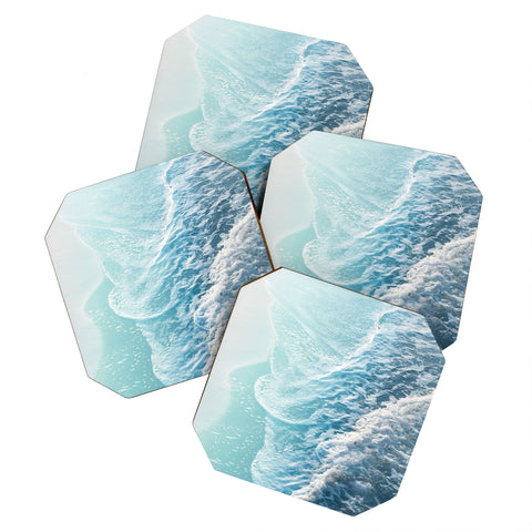 Anita's & Bella's Artwork Soft Turquoise Ocean Dream Waves Coaster Set