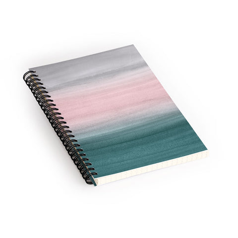 Anita's & Bella's Artwork Teal Blush Gray Watercolor Spiral Notebook