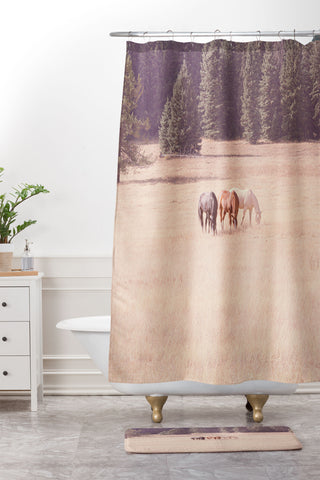 Ann Hudec Montana Horses Shower Curtain And Mat