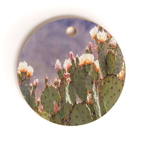 Ann Hudec Prickly Pear Cactus Blooms Cutting Board Round