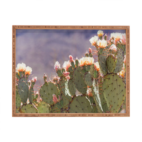 Ann Hudec Prickly Pear Cactus Blooms Rectangular Tray