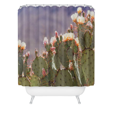 Ann Hudec Prickly Pear Cactus Blooms Shower Curtain
