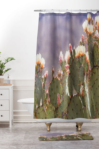 Ann Hudec Prickly Pear Cactus Blooms Shower Curtain And Mat