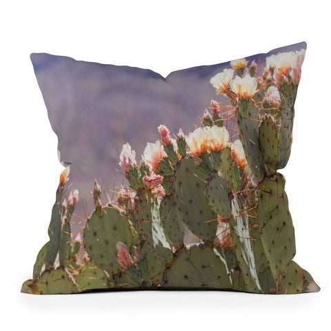 Ann Hudec Prickly Pear Cactus Blooms Throw Pillow