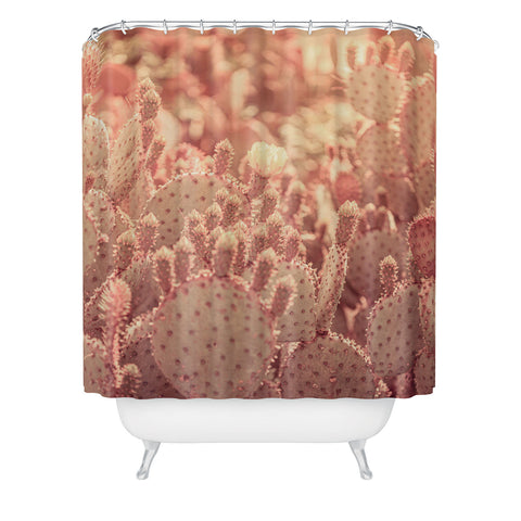 Ann Hudec Rose Gold Cactus Shower Curtain
