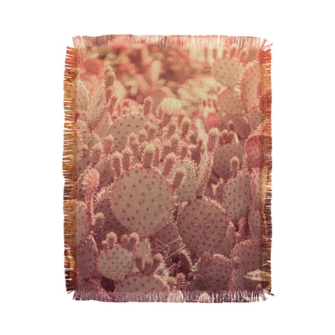 Ann Hudec Rose Gold Cactus Throw Blanket