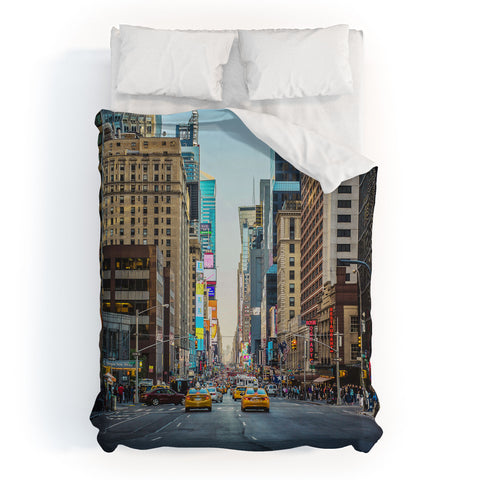 Ann Hudec Sunset Over 7th Ave NYC Duvet Cover