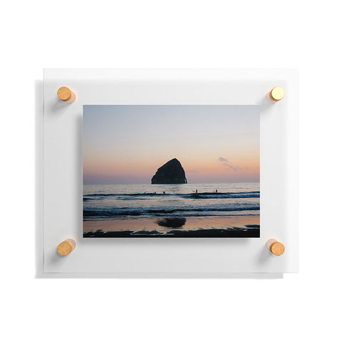 Ann Hudec Sunset Surfers Oregon Coast Floating Acrylic Print