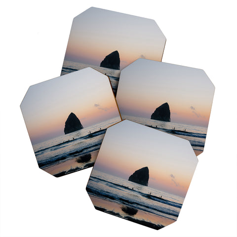 Ann Hudec Sunset Surfers Oregon Coast Coaster Set