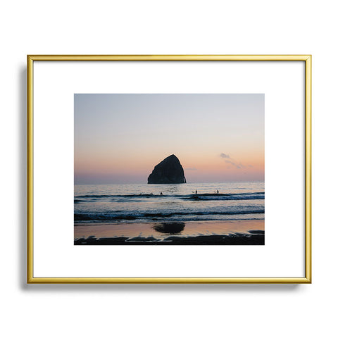 Ann Hudec Sunset Surfers Oregon Coast Metal Framed Art Print