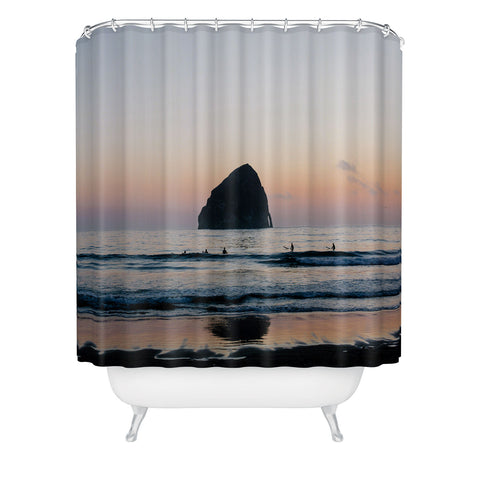 Ann Hudec Sunset Surfers Oregon Coast Shower Curtain