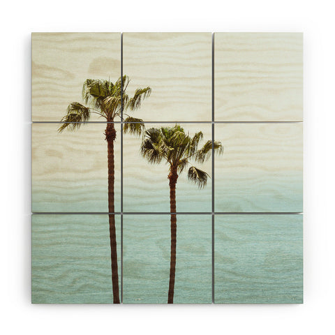 Ann Hudec Two Palms x Laguna Beach Vista Wood Wall Mural
