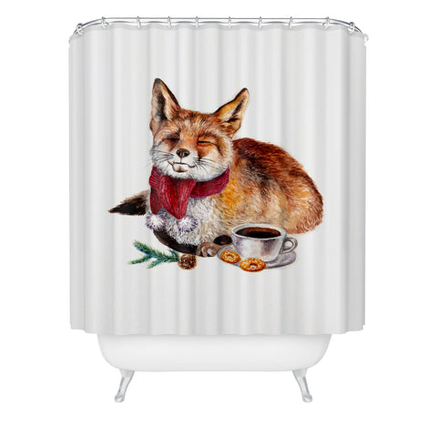 Anna Shell Coffee Fox Shower Curtain
