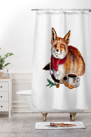 Anna Shell Coffee Fox Shower Curtain And Mat