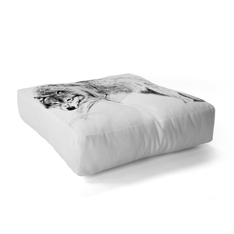 Anna Shell Crouching wolf pencil Floor Pillow Square