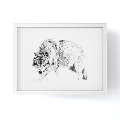 Anna Shell Crouching wolf pencil Framed Mini Art Print