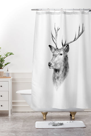 Anna Shell Deer horns Shower Curtain And Mat