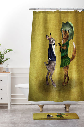 Anna Shell Fox and Hare Shower Curtain And Mat