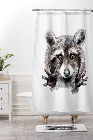 Anna Shell Magic raccoon Shower Curtain And Mat