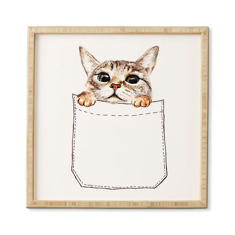 Anna Shell Pocket cat Framed Wall Art
