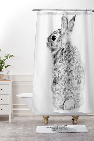Anna Shell Rabbit drawing Shower Curtain And Mat