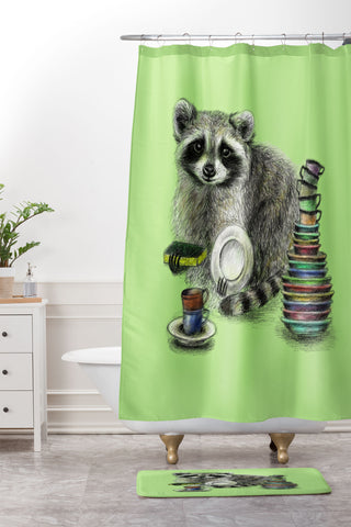 Anna Shell Raccoon Shower Curtain And Mat