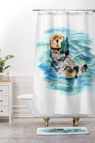 Anna Shell reading otter Shower Curtain And Mat