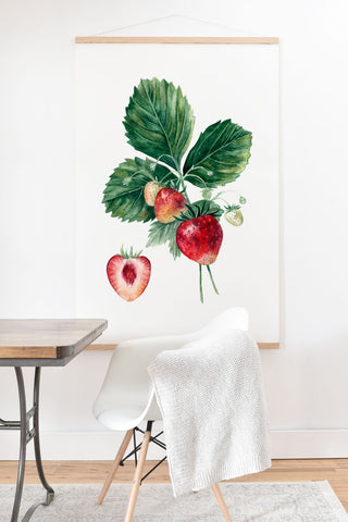 Anna Shell Strawberry botanical art Art Print And Hanger