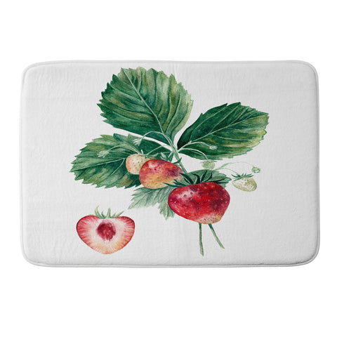 Anna Shell Strawberry botanical art Memory Foam Bath Mat