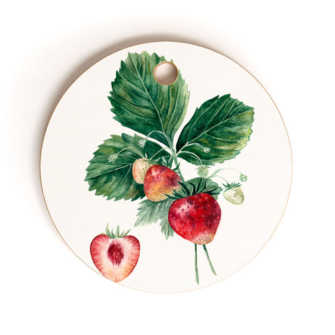 Anna Shell Strawberry botanical art Cutting Board Round