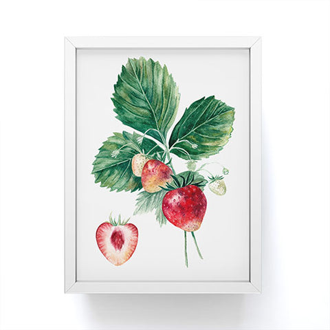 Anna Shell Strawberry botanical art Framed Mini Art Print