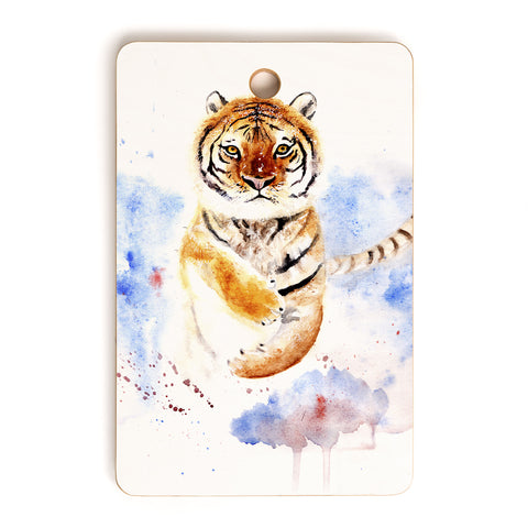 Anna Shell Tiger in snow Cutting Board Rectangle