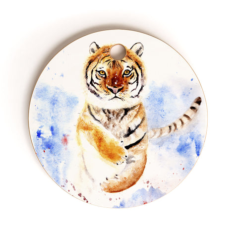 Anna Shell Tiger in snow Cutting Board Round
