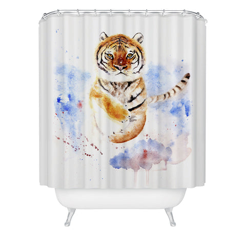 Anna Shell Tiger in snow Shower Curtain
