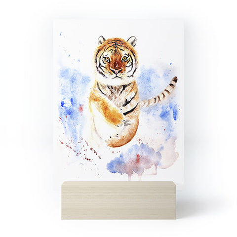 Anna Shell Tiger in snow Mini Art Print