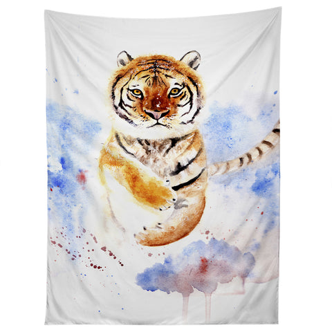 Anna Shell Tiger in snow Tapestry