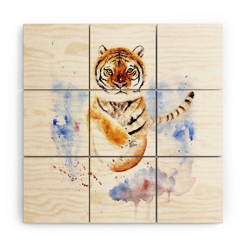 Anna Shell Tiger in snow Wood Wall Mural