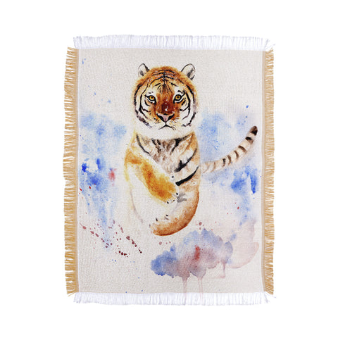 Anna Shell Tiger in snow Throw Blanket