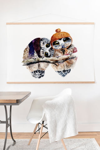 Anna Shell Winter owls Art Print And Hanger