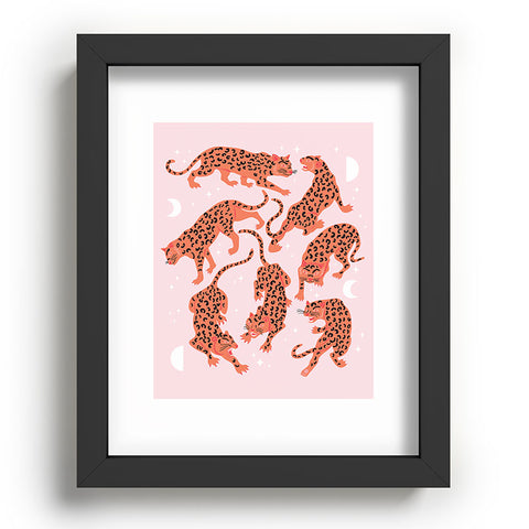 Anneamanda leopards in pink moonlight Recessed Framing Rectangle