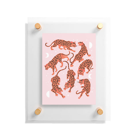 Anneamanda leopards in pink moonlight Floating Acrylic Print